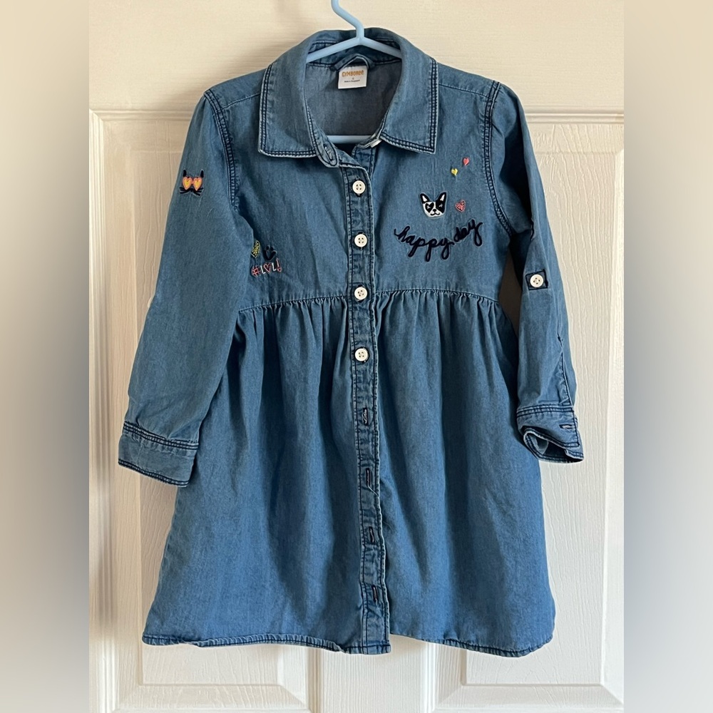 Gymboree Denim Buttoned Embellished Dress